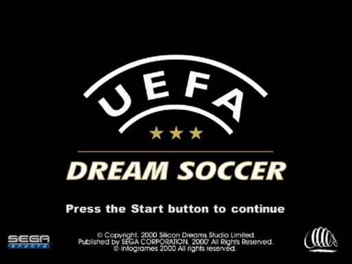 UEFA Dream Soccer title screen for Sega Dreamcast